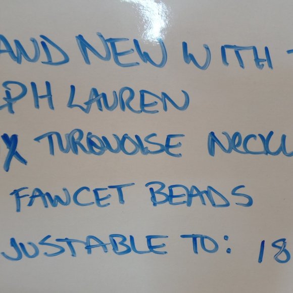 BNWT Ralph Lauren Silvertone & Faux Turquoise Necklace Adj 18.5" - Picture 8 of 10